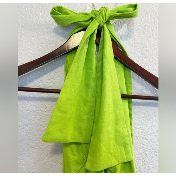 Zara LINEN BLEND CUT OUT HALTER DRESS 7707/9394/039/022 - Picture 6 of 8